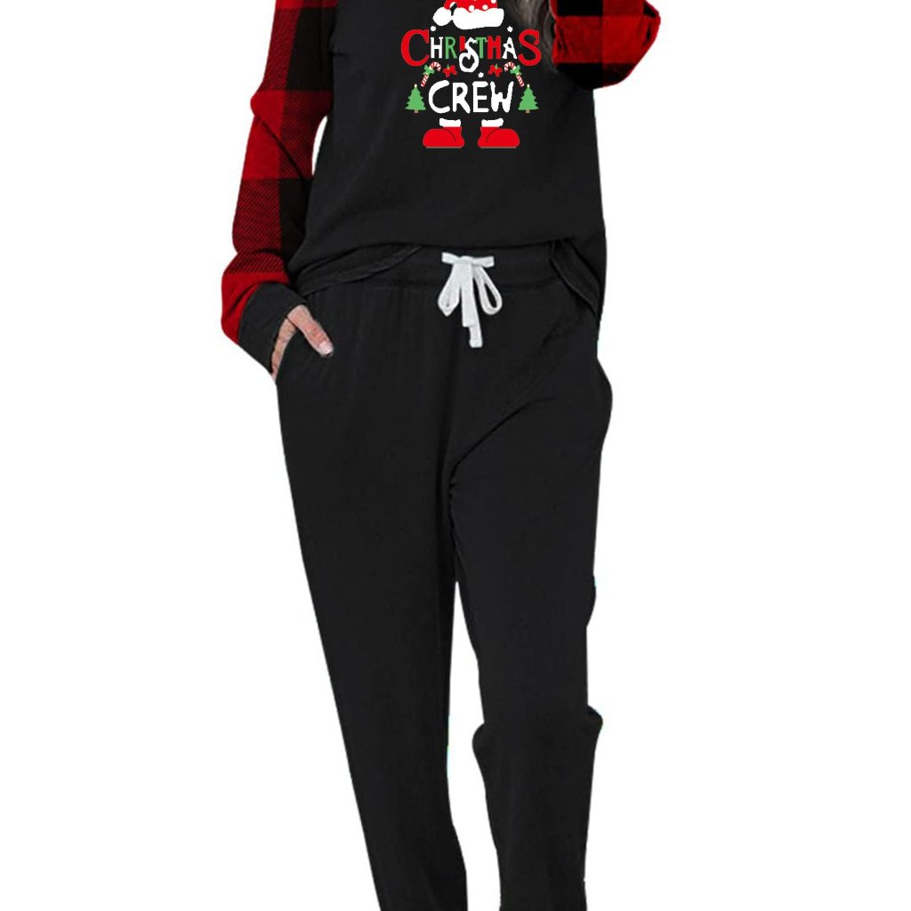 Christmas Print Pajama Set Two Piece Lounge Wear Jogger Tracksuit Cozy